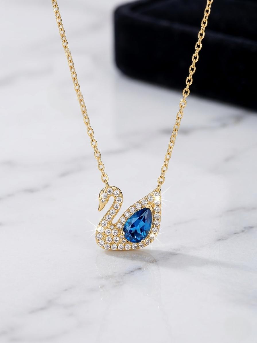 Collier cygne bleu